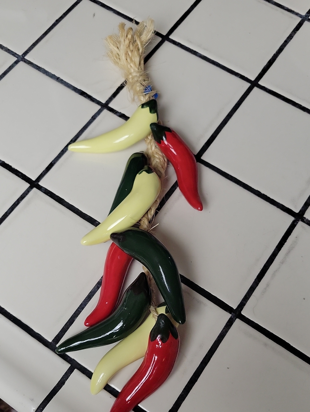 Ceramic Chili Pepper Garland - Red, Green & Yellow